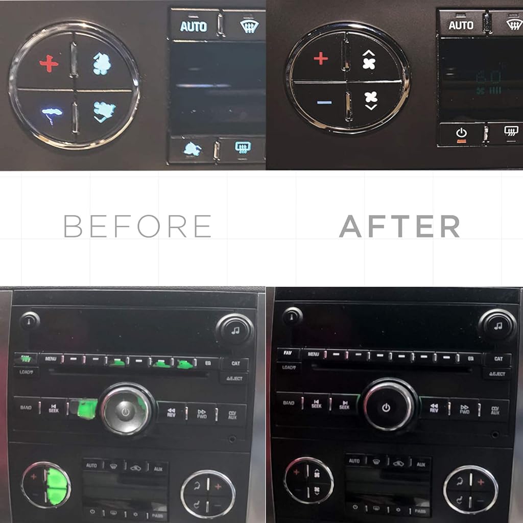 ZIBUYU AC Dash Button Sticker Repair Kit, 19 Dashboard Button Icon Sticker Replacement Decal for Fixing Ruined Faded A/C Control Buttons, Fits 07-14 GM Vehicles Car SUV Truck Accessories ZIBUYU AC Dash Button Sticker Repair Kit, 19 Dashboard Button Icon Sticker Replacement Decal for Fixing Ruined Faded A/C Control Buttons, Fits 07-14 GM Vehicles Car SUV Truck Accessories